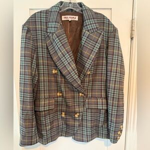 Free People “Dean Double Breasted Blazer” with Gold Accents